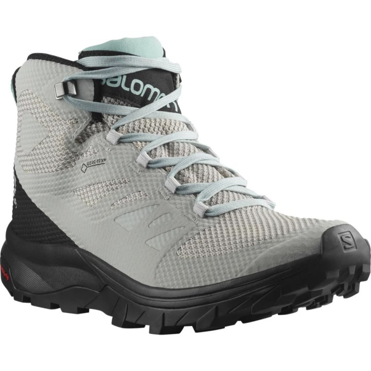 Botas Caminhada Salomon Outline Mid GTX Feminino Menta Pretas | PT V92305